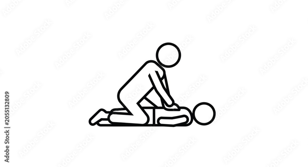 Fototapeta premium Person performing CPR on another person.