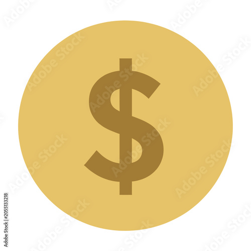 Dollar Sign Icon on Gold Coin Vector Illustration, Isolated Transparent Background for Finance and Money Concepts