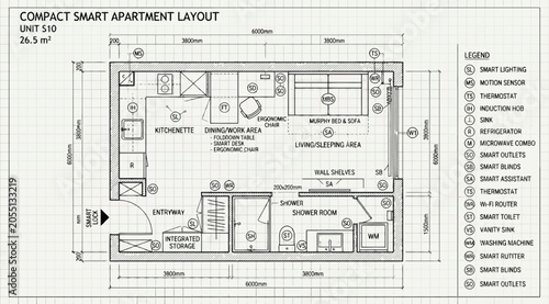 Foto Compact smart apartment floor plan layout unit 510