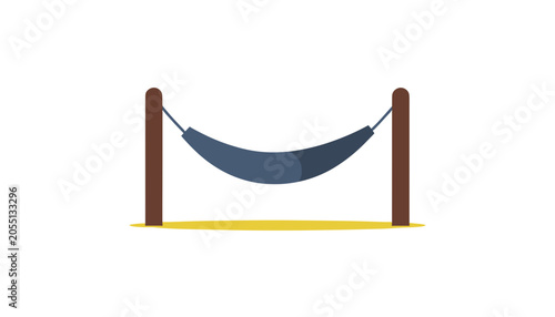 Hammock Suspended between Two Wooden Posts Vector Illustration, Isolated on Transparent Background for Relaxation and Vacation Design