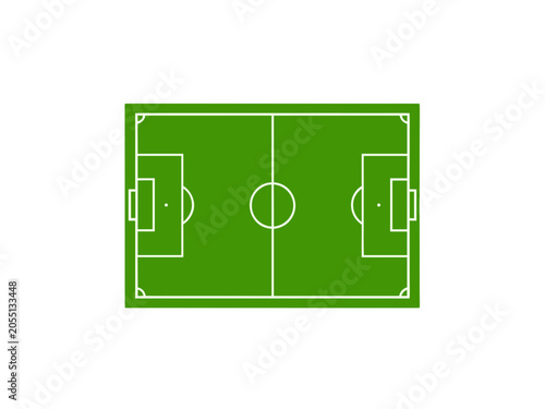 Soccer Football Field Pitch Layout Vector Illustration, Isolated Green Grass Map for Sports Design and Stadium Planning