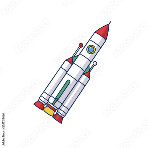 Rocket Ship Launch Vector Icon, Space Travel Illustration for Web and App Interface with Transparent Background