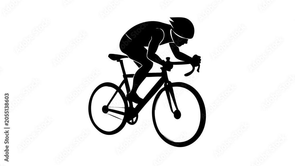 Fototapeta premium Road cyclist silhouette against a black background minimalist design