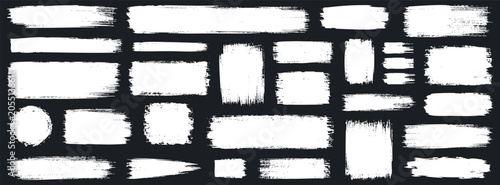 Foto Set of grunge white paint brush strokes, frames and banners collection of distre