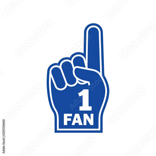 Blue Foam Finger Showing Number One Fan Symbol
