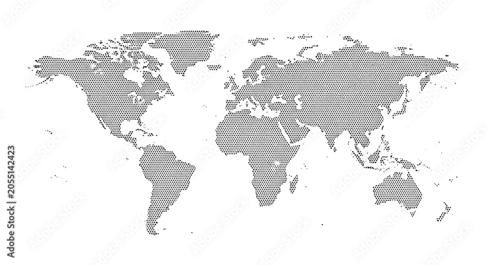 Fototapeta premium Gray World Map on White Background.