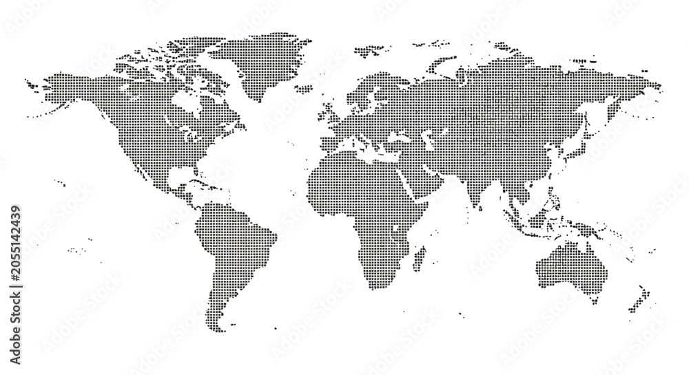 Fototapeta premium Gray World Map on White Background.