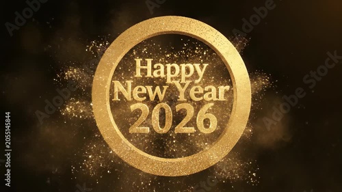 Golden circular frame with swirling dust transitions to a festive display of 