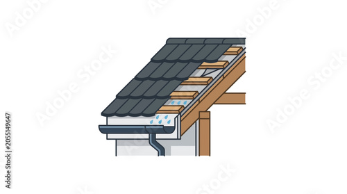 Detailed illustration of a roof section showing construction layers.
