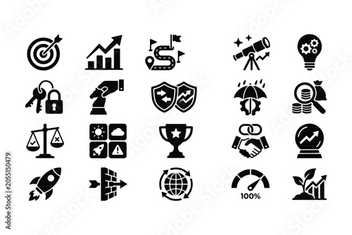 Quadro su tela Business Performance, Achievement, and Professional Success Vector Icons