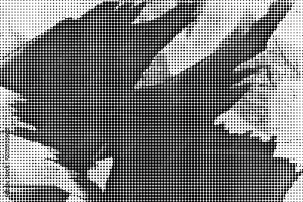 Fototapeta premium A close-up view of a dark abstract painting with rough textures and white background.