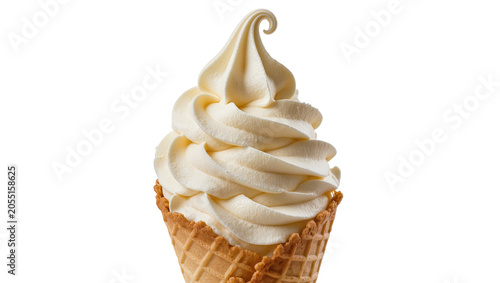 Fotografía Isolated delicious creamy vanilla soft serve ice cream cone dessert, perfect col
