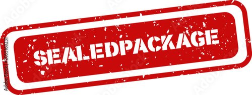 Sealed package red stamp illustration on white background security and tamper evident concept