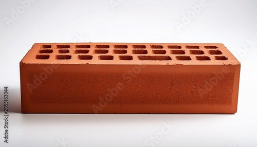 Single Red Clay Facing Brick On Isolated White Background