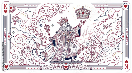 Photos King of Hearts Playing Card Design with Crown and Ornate Details