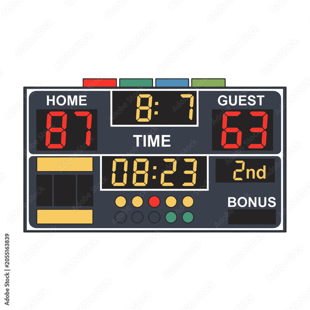 Fototapeta premium Digital Scoreboard Time and Score Display for Gaming or Betting Competition