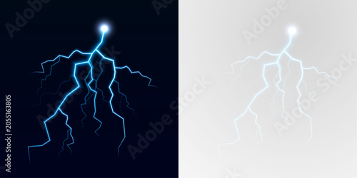Tableau sur toile Brilliant lightning flash spreads with glowing plasma branches and radiant electric power