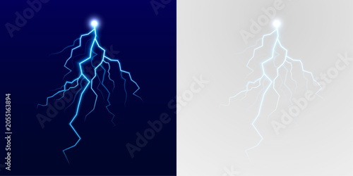 Tableau sur toile Electric blue lightning arcs illuminate the dark sky with vivid glowing energy