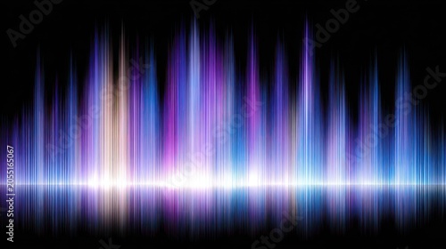 Vibrant neon light spectrum displays an oscillating pattern across a dark background