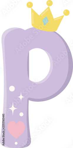 Illustration of Princess Concept Small Letter p