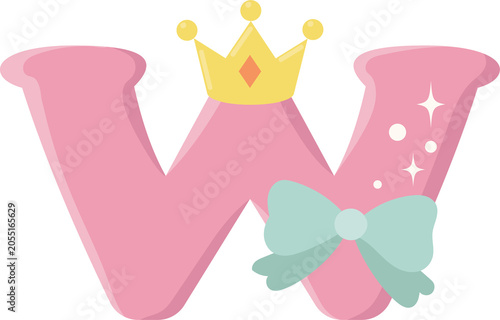 Illustration of Princess Concept Small Letter w