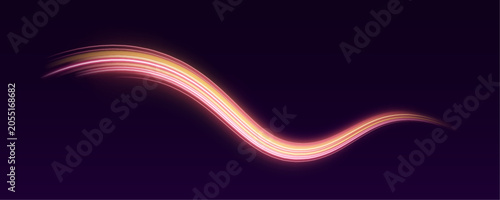 Tableau sur toile Curved neon light trails illuminate a futuristic expressway with vibrant energy flow