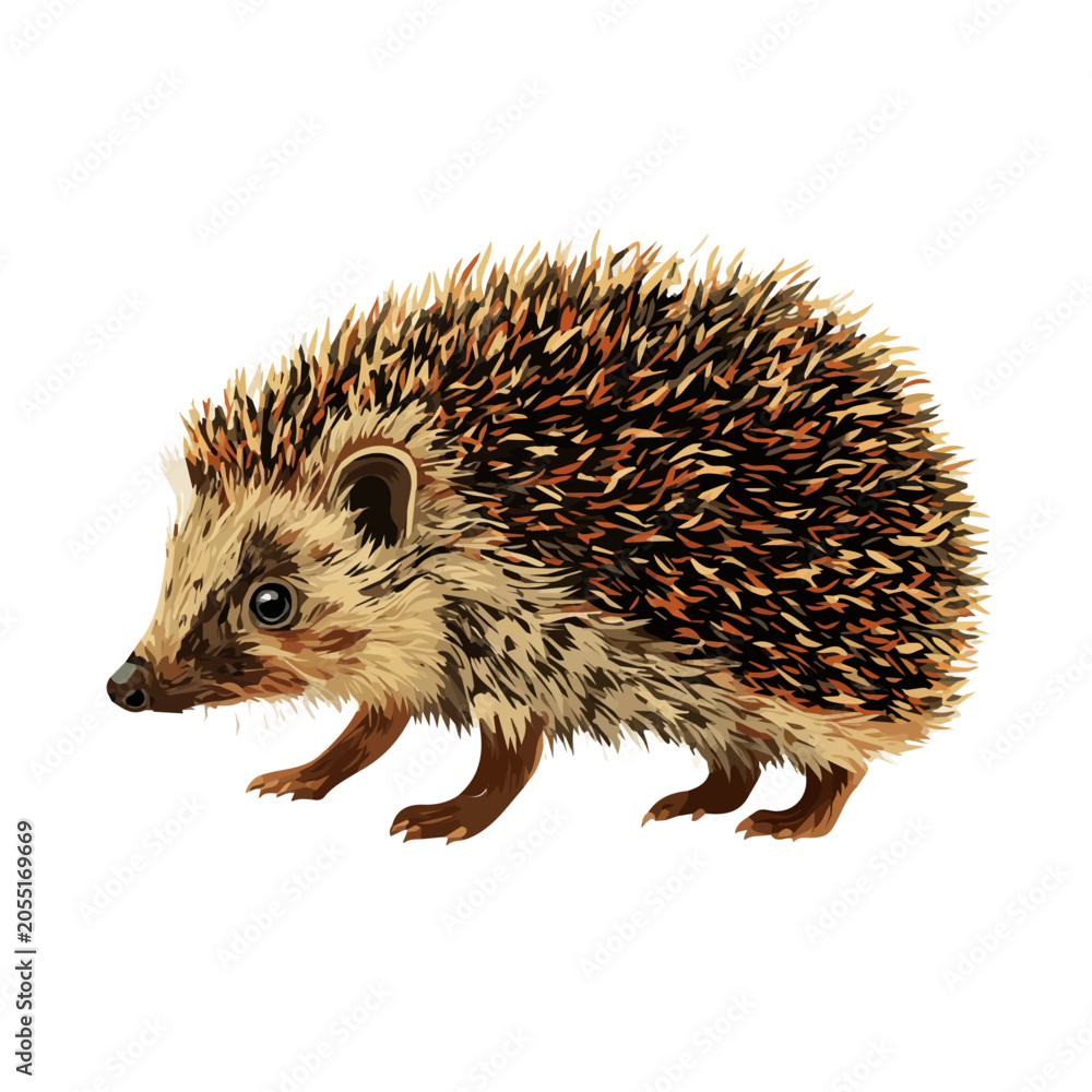Naklejka premium Hedgehog, 2D flat vector illustration in icon style, isolated on a white background