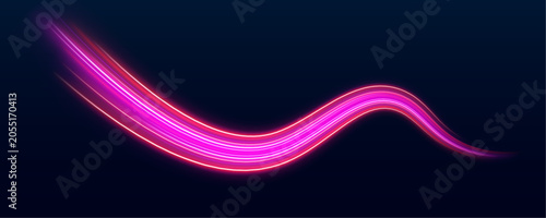 Valokuva Flowing luminous ribbons create sweeping curves with colorful neon reflections