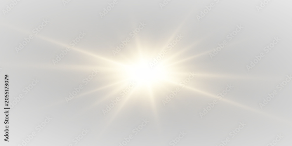 Fototapeta premium Sparkling star explosion with bright center and magical glowing transparent edges. Decorative light element isolated as realistic PNG file.