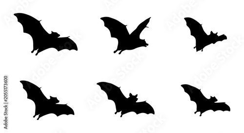 Bild auf Leinwand Bat icon set silhouette, white background, vector illustration