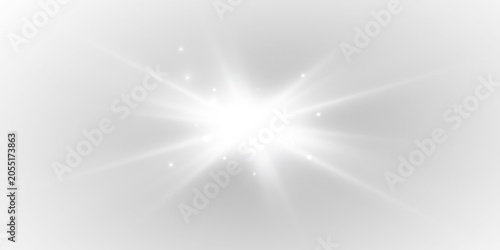 White glowing star flare with smooth rays and sparkling luxury appearance. Transparent decorative light overlay available in high resolution PNG.
