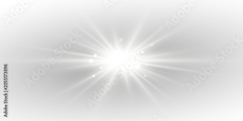 Tableau sur toile Shining white glow with star shape and soft transparent light reflections
