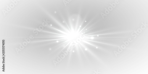 Glowing white sparkle with radiant beams and elegant luminous explosion isolated. Transparent magical light effect suitable for design projects in PNG.