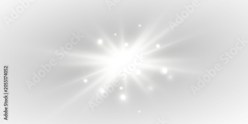 Soft sunlight leak with warm white colors and realistic camera lens reflection. Decorative transparent glow overlay provided as quality PNG image.