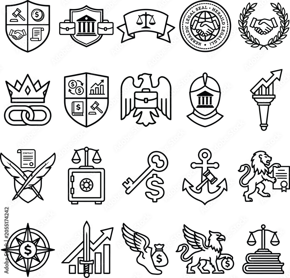 Fototapeta premium Business Finance Law Icons
