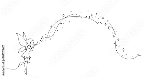 A delicate fairy with sparkles flying.