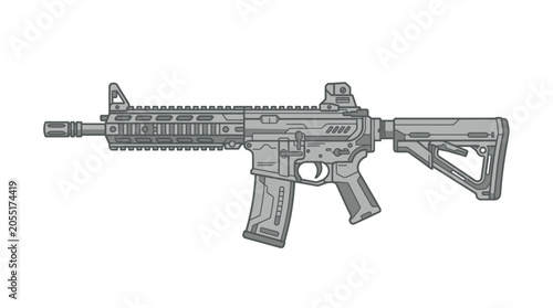 Fotografija Modern Assault Rifle, Tactical Carbine, Military Weapon Illustration