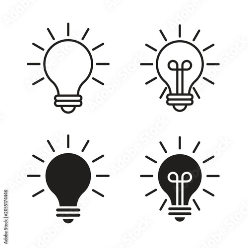 Cuadro en lienzo Solution lamp icon in line and glyph style. Flat and stroke icons