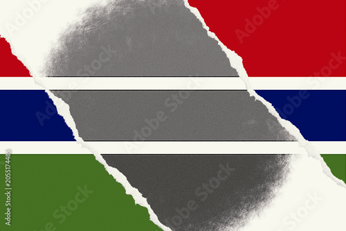 Schilderij op canvas Distressed National Flag of the Gambia Artistically Torn, Revealing a Textured G