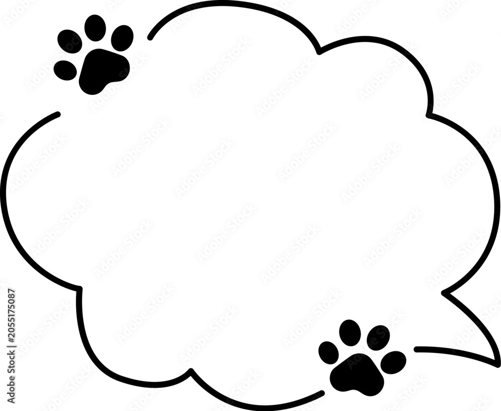 Fototapeta premium Speech Bubble With Paw Prints Line Art