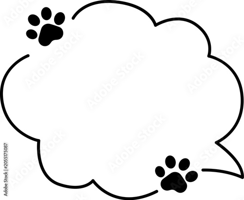 Speech Bubble With Paw Prints Line Art