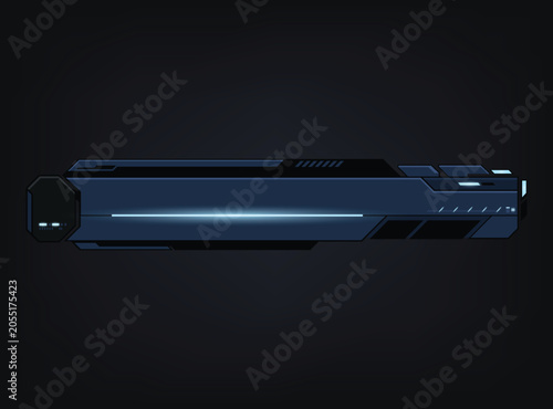 Futuristic sci fi lower third banner template for video streaming and gaming overlays. dark blue high tech interface design with glowing light effects