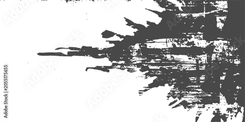 Schilderij op canvas Abstract Texture Study: A stark, high-contrast black and white abstract composition featuring jagged, fragmented shapes suggesting industrial decay or a disturbed surface