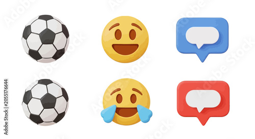 Fotografija Soccer Balls and Emoji Faces.
