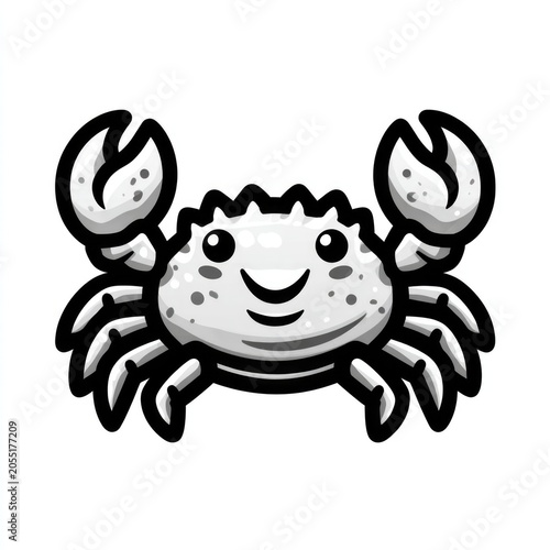 Minimal cute crab doodle illustration isolated on white background