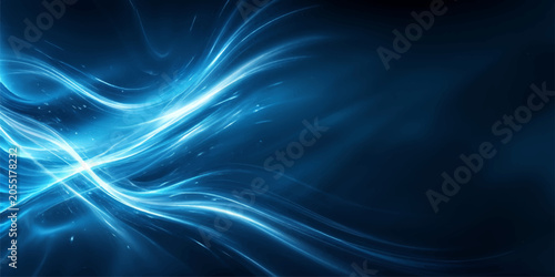 Foto Abstract glowing blue light waves flow and swirl, creating a dynamic and futuristic energy pattern that suggests motion and advanced technology