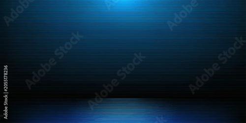 Картината върху платно A dark blue background with a bright blue light emanating from the top and reflecting on the floor below, creating an abstract, moody ambiance