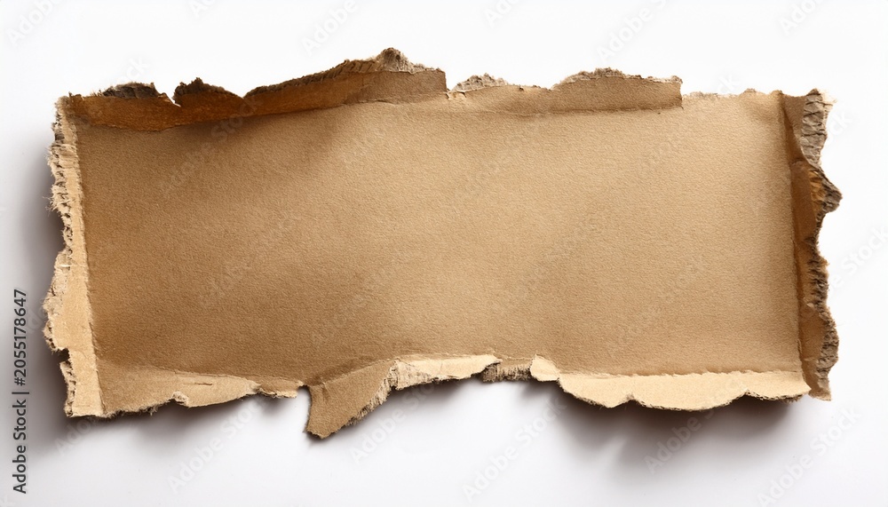 Fototapeta premium Piece Of Recycled Paper With Torn Edges Isolated On White Background Copy Space