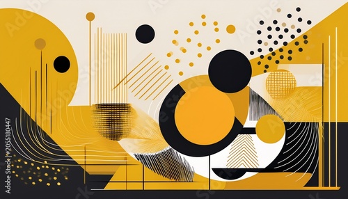 Abstract Composition Of Shapes And Textures In Yellow Tones Contemporary Design
