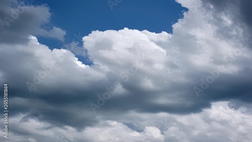 Timelapse of White and Gray Cumulus Clouds Drifting Across Blue Sky